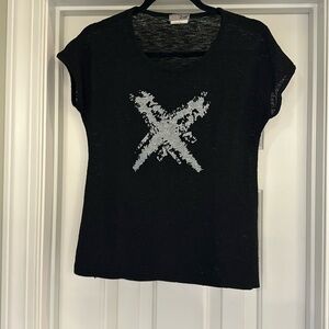 Zoe black t shirt with white X sz XS